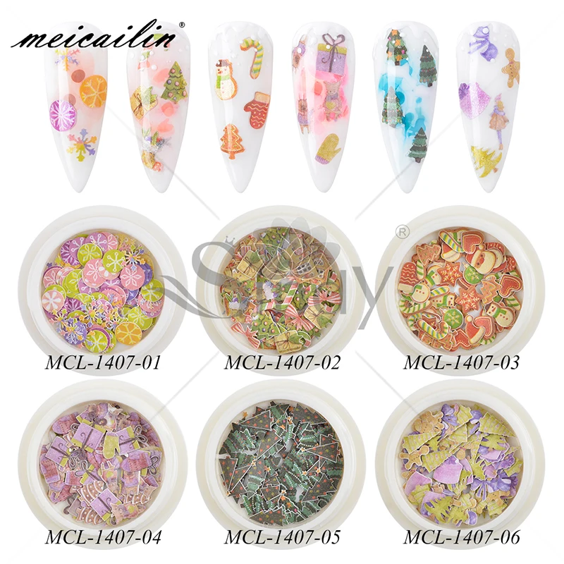 6 Коробки нейл арта рождественское с блестками рисунком лося Конфета в виде