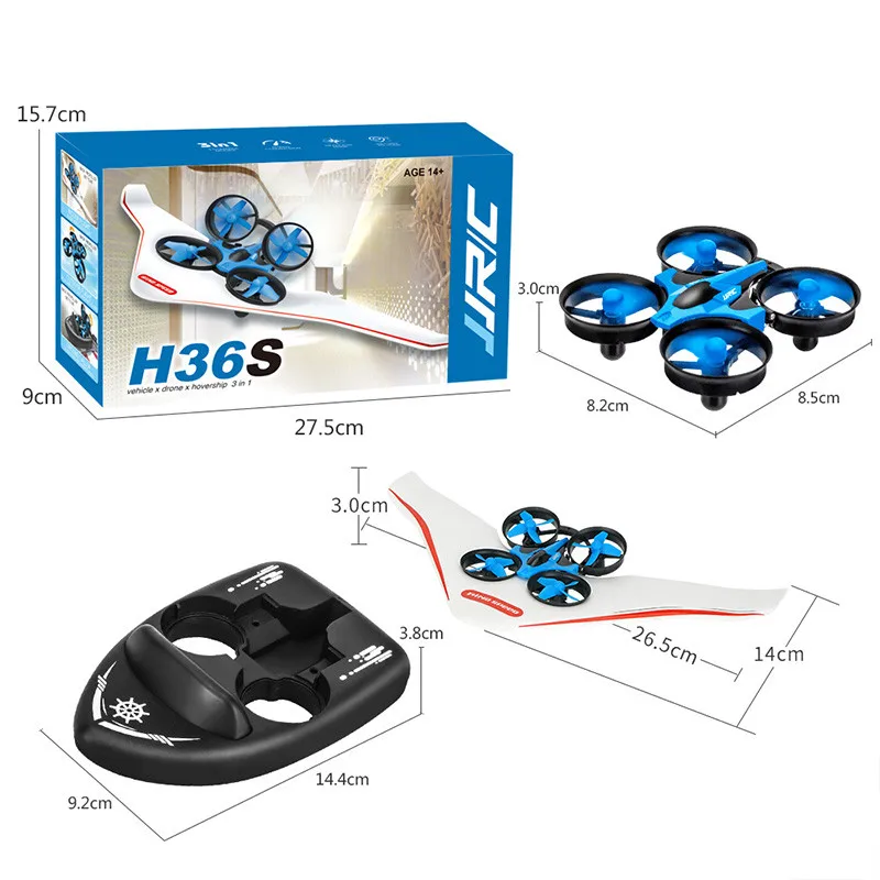 

JJRC H36S 2.4G 4 In 1 RC Vehicle Flying Drone Land Driving Boat Quadcopter Glidering RTR Model VS H36 H36F E016F