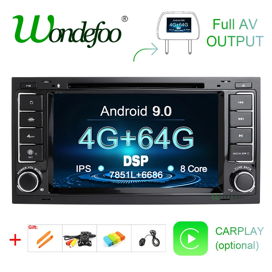 4G 64G DSP ips Android 9,0 2 din Автомобильный dvd-плеер для Touareg T5 Transporter Multivan Мультимедиа gps радио навигационный экран