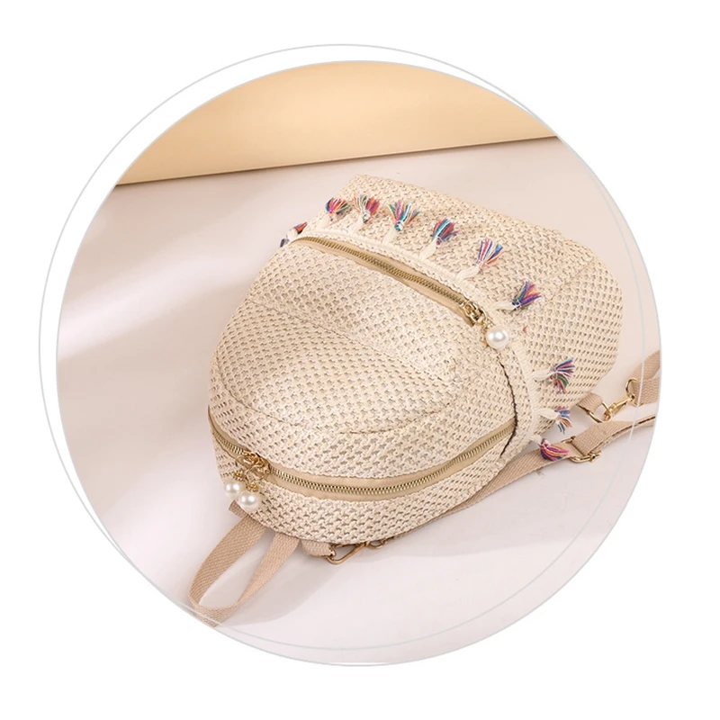 

AUAU-Ethnic Wind-Woven Tassel Casual Bag Fashion Texture Women's Backpack