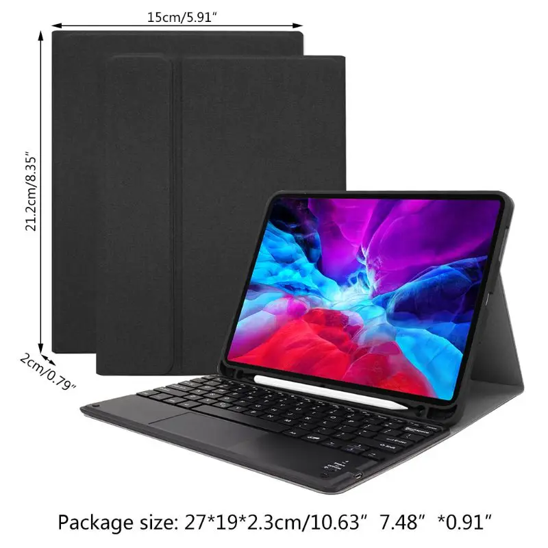 

Touchpad Keyboard Case for iPad Pro 11 Inch 2020/2018 Removable Keyboard Slim Protective Cover with Built-in Pencil Holder