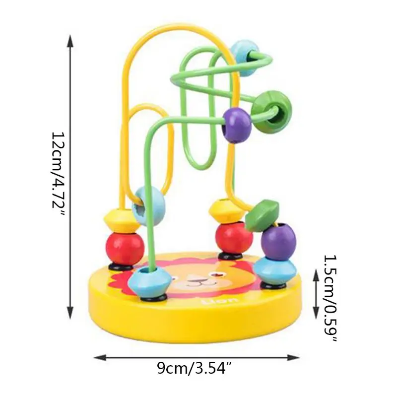 

N7ME Montessori Wooden Toys for Kid Wooden Circles Bead Wire Maze Roller Coaster