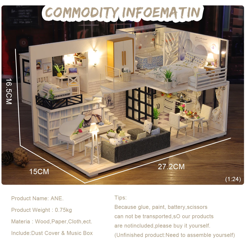 cutebee diy dollhouse kit wooden doll house miniature house furniture kit toys for children christmas gift td32 free global shipping