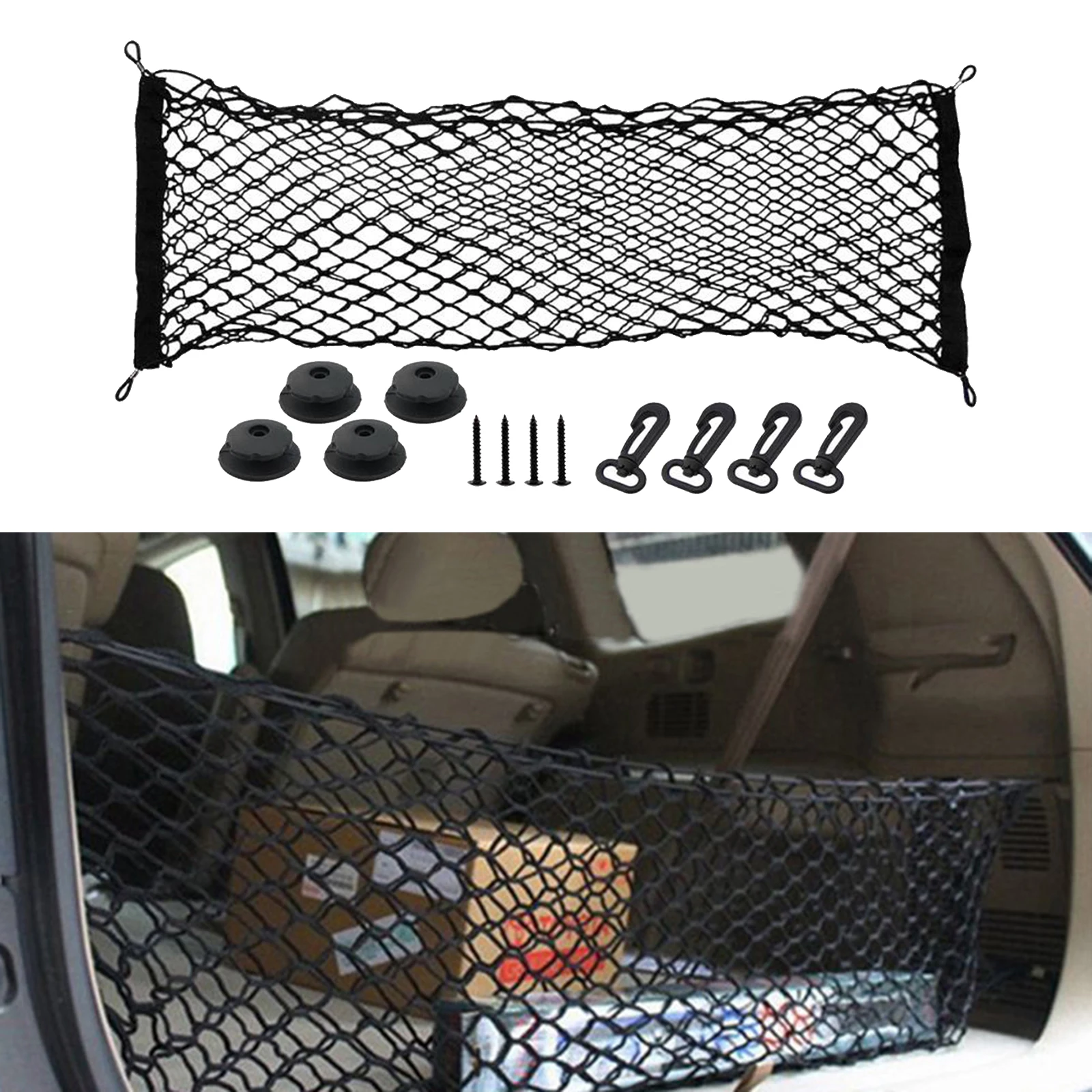 Vertical Rear Trunk Mesh Stretchable Cargo Organizer Net Pocket for Pickup Trucks Car SUV | Автомобили и мотоциклы