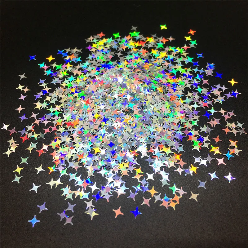 4mm Star Ультра-тонкий ноготь маникюрный-разные размеры блестки лазерные серебряные блестки Eo-Friendly PET 3D блестка DIY Дизайн ногтей маникюр украшение 10 г - Цвет: 4mm Star