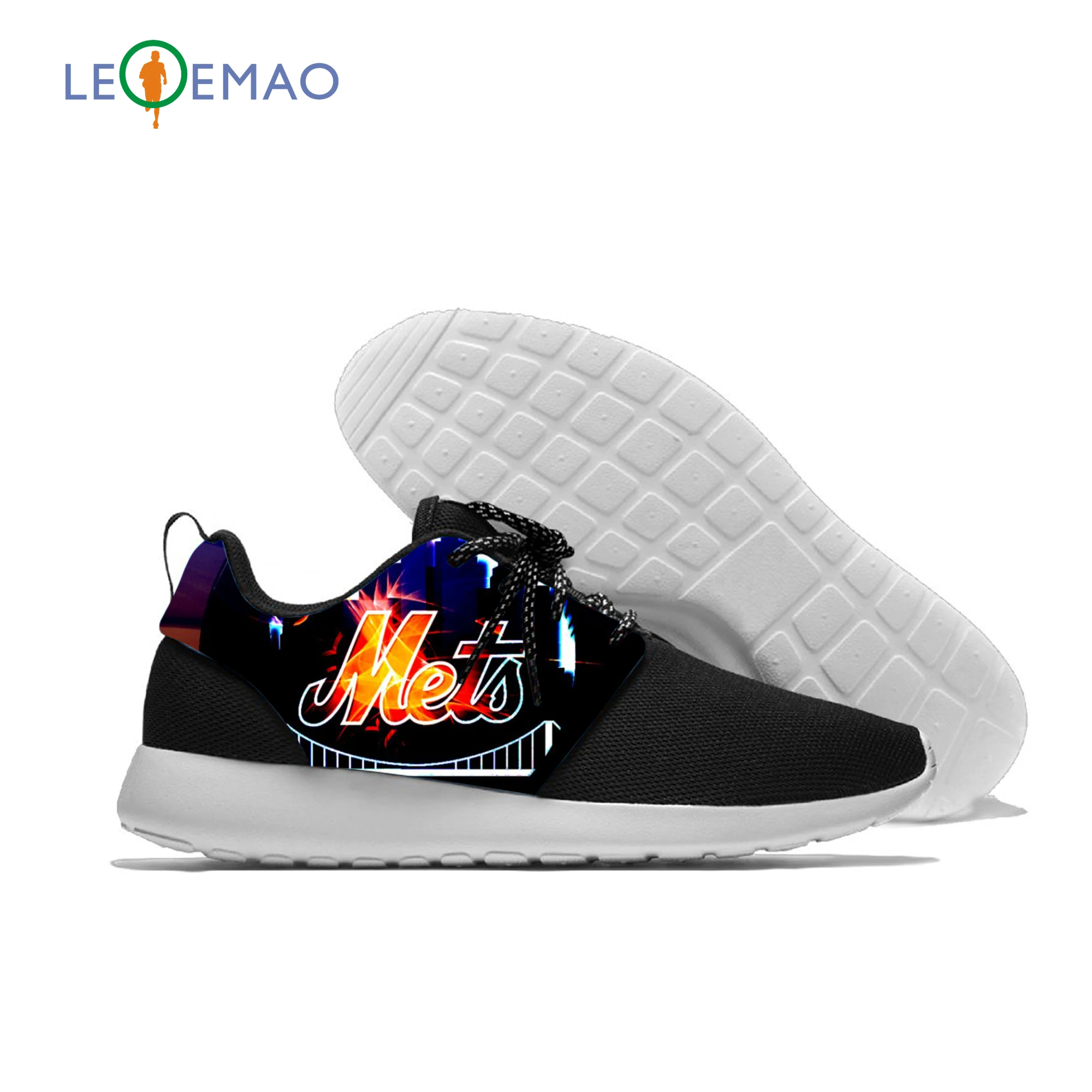 

Mens Women Athletic Shoes For Custom Mets Logo Outdoor Lawn EVA Sport Shoes To New York Baseball Fans Sport Shoes