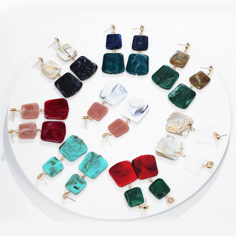 Модные Разноцветные Акриловые геометрические серьги для женщин винтажные