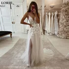 Свадебное платье LORIE в стиле бохо, ТРАПЕЦИЕВИДНОЕ кружевное платье невесты на бретелях-спагетти, длинное женское платье с разрезом сбоку, 2020