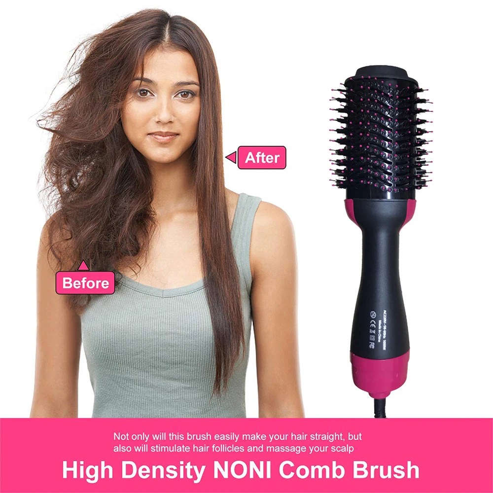 

1000W Hair Dryer Hot Air Brush Styler and Volumizer Hair Straightener Curler Comb Roller One Step Electric Ion Blow Dryer Brush