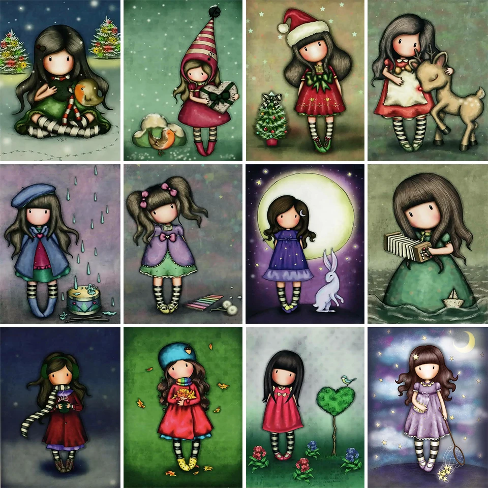 

5D DIY Diamond Painting Cartoon Girl Full Square Round Diamond Embroidery Mosaic Kit HD Quality Handmade Products wall decor