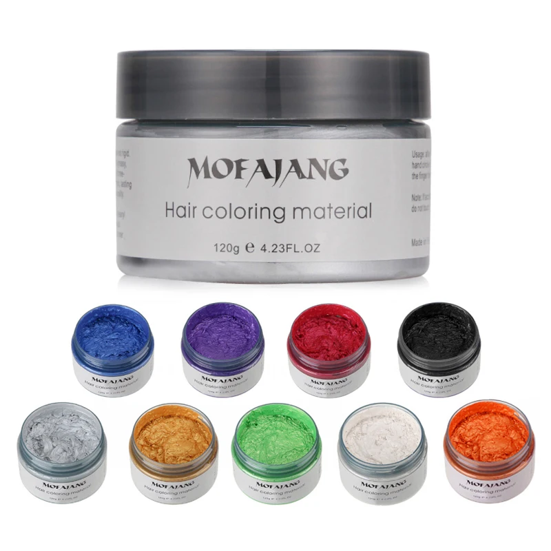 Mofajang Color Hair Wax Styling Pomade Silver Grandma Grey Disposable Natural Hair Strong Gel Cream Hair Dye for Women Men 120g