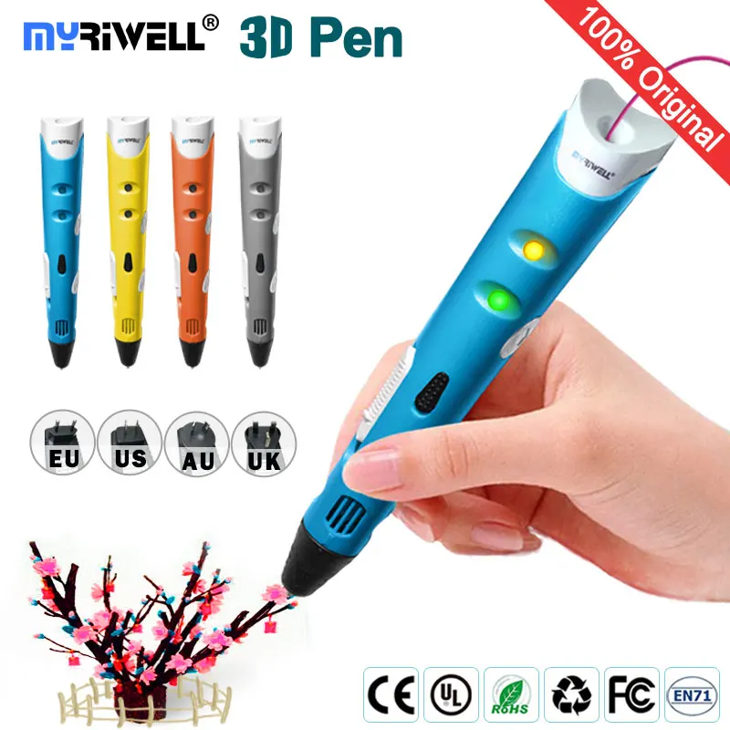 Myriwell 3d ручки + 10*5 м ABS нити 3 d Ручка модель Смарт печать лучший подарок для Kidspen ручка печати|3 pen|3d penmyriwell pen |