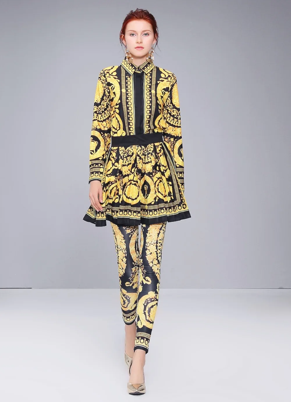 Женские комплекты из 3 предметов винтажный топ с барочным принтом в стиле ретро