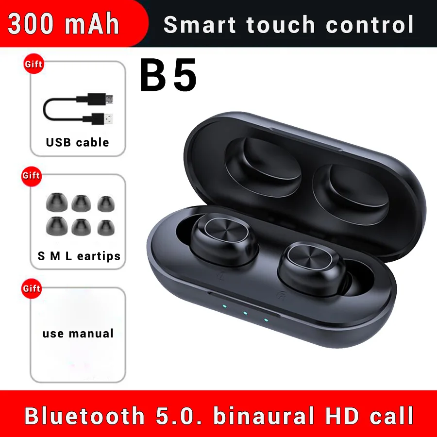 B5 наушники вкладыши tws стерео Bluetooth Беспроводной С микрофоном Сенсорный
