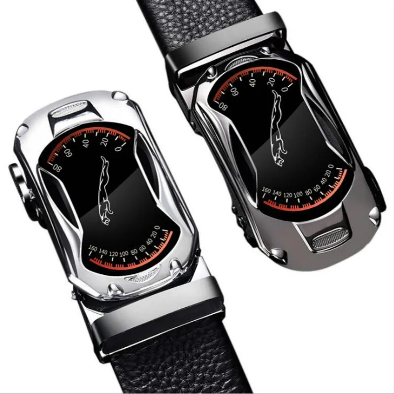 Новые кожаные ремни для мужчин 3,5 см Ширина спортивный автомобиль модный бренд автоматическая пряжка черный ремень из натуральной кожи мужские ремни G186-5