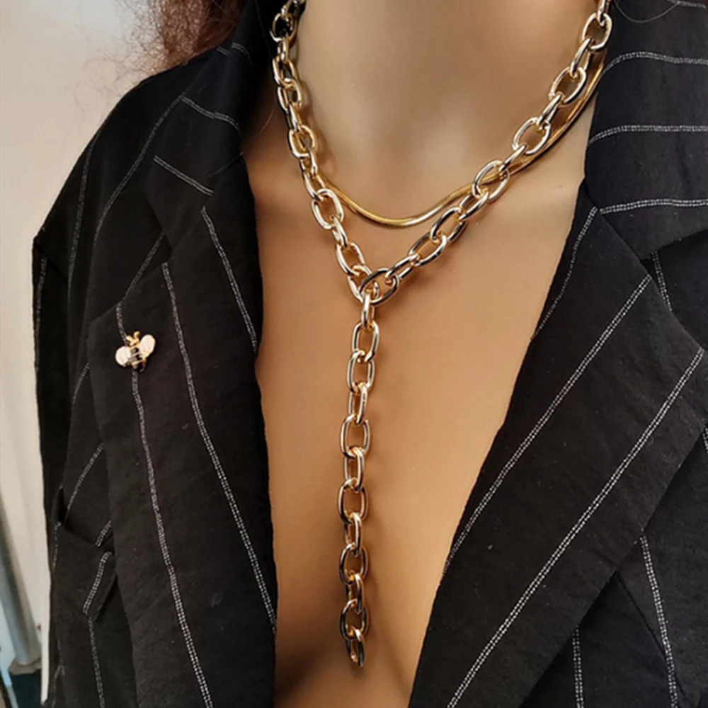 

Punk Gothic Chunky Choker Necklace Collar Statement Hip Hop Rock Long Chain Necklaces Set Women Men Steampunk Jewelry