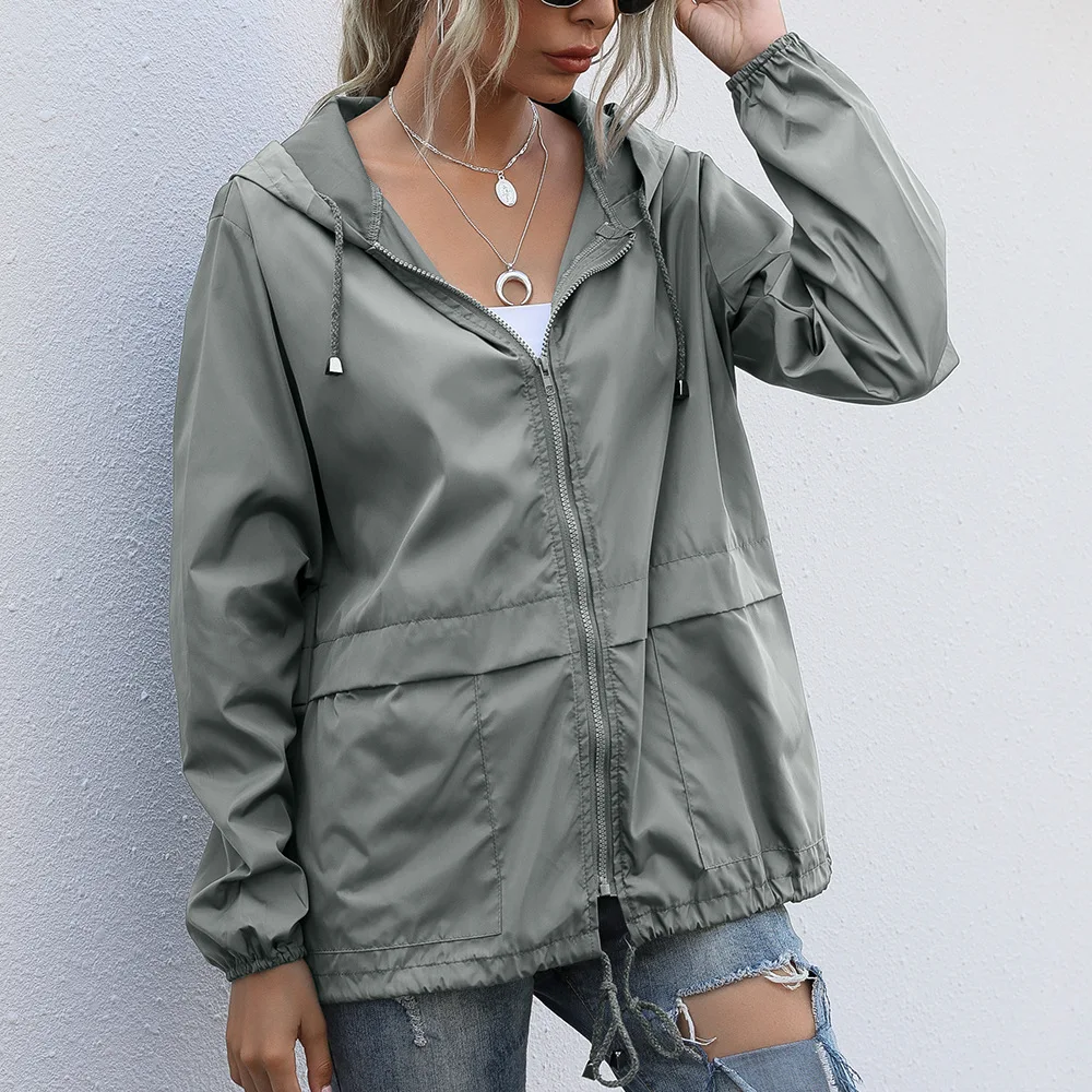 

2021 spring and autumn new women's zipper hoodie lightweight outdoor hiking raincoat jacket women's jacket