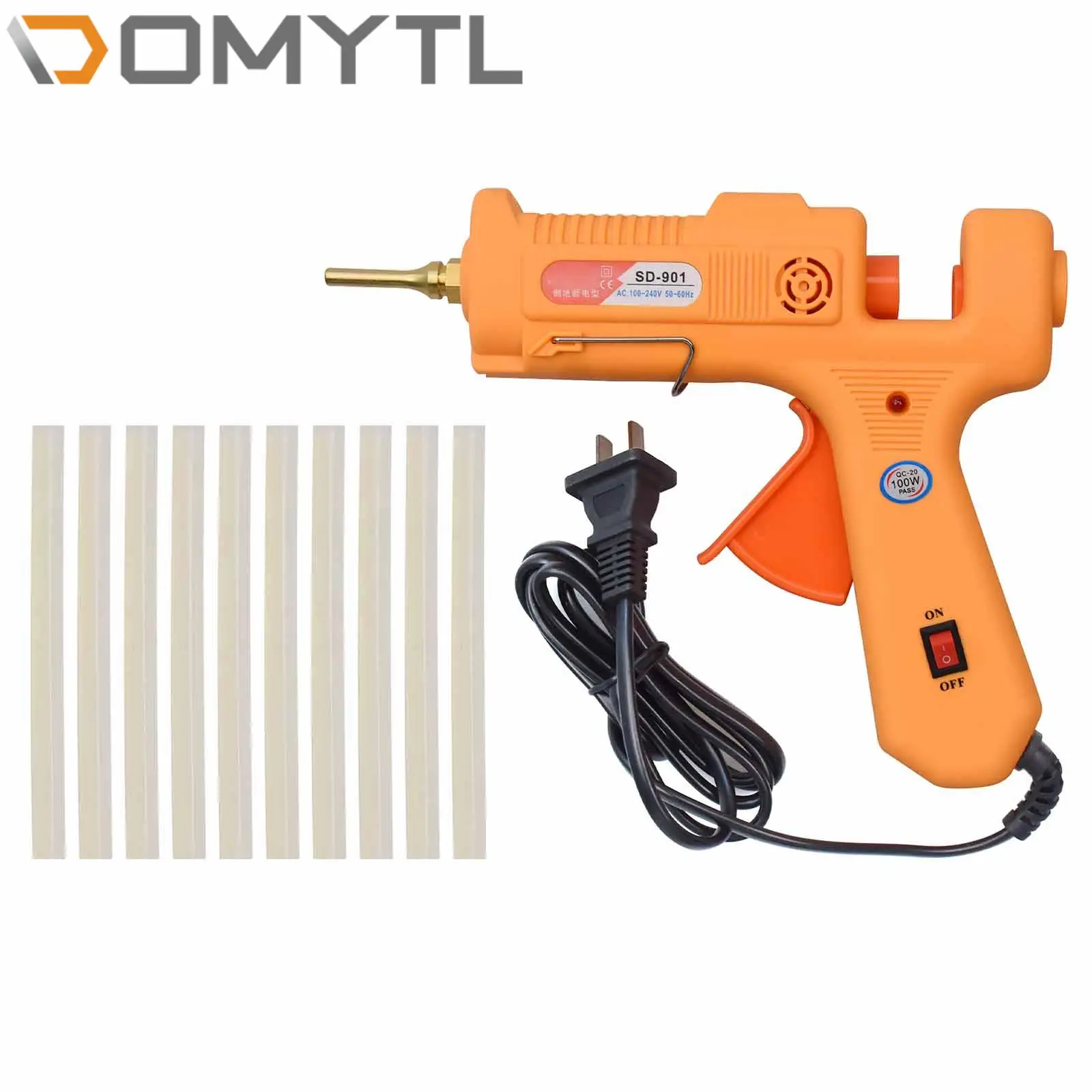 

100W Dual Power DIY Hot Melt Glue Gun Hand Tools Glue Sticks Falling Down and Power Off The Hot Melt Gun with 10pcs 11mm