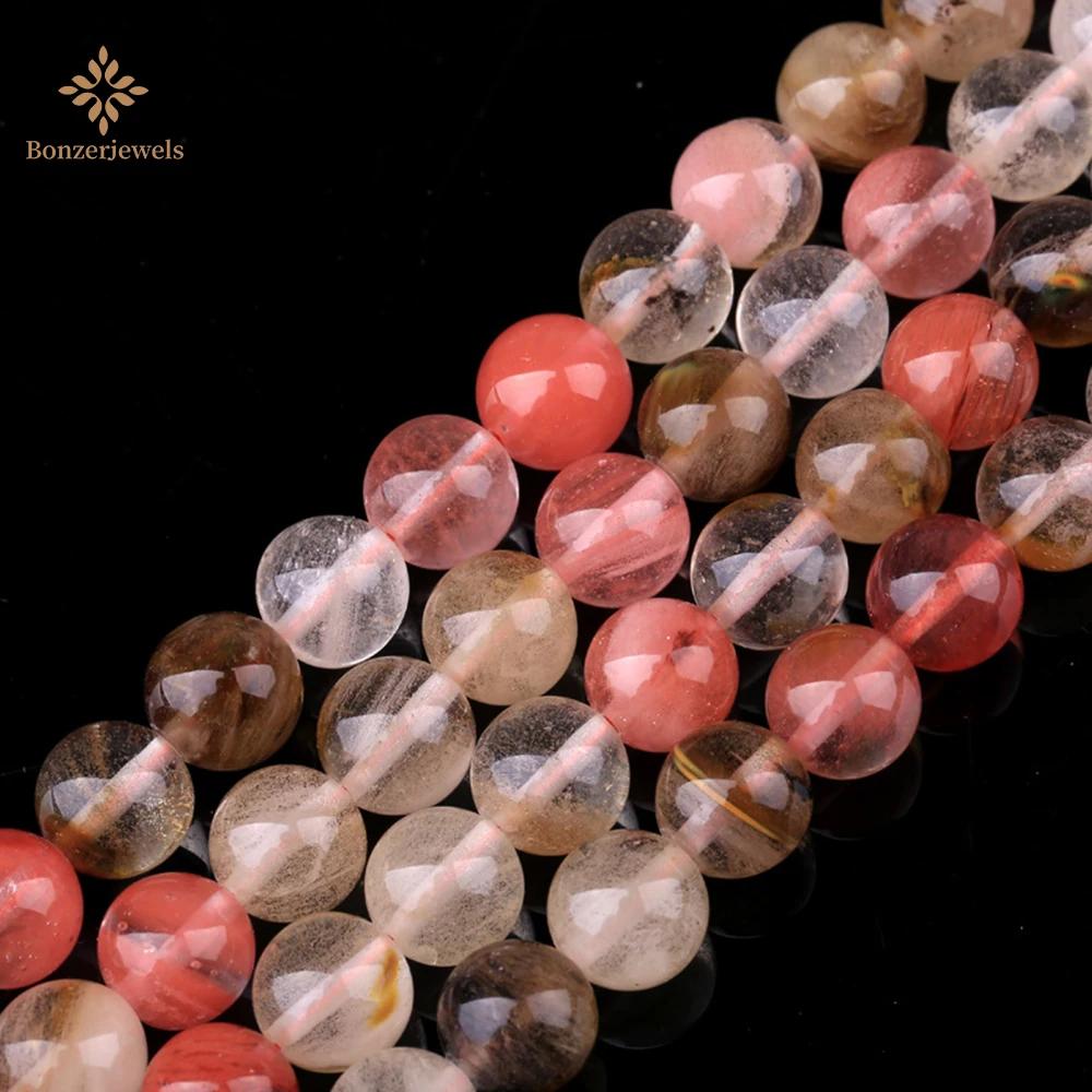 

Natural Stone Cherry Quartz 4/6/8/10/12MM Spacer Loose beads for Jewelry making DIY bracelets Findings