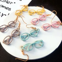 new ins unique funny sunglasses earrings personality frame metal glasses drop earrings for women girls fashion jewelry gift