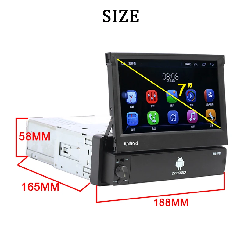 Автомобильное радио MP5 Складной FM USB ISO AUX Android BT Bluetooth Телескопический экран 1din HD