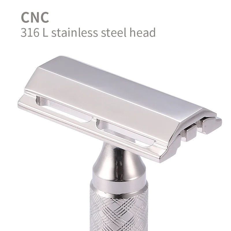 CNC 316 Stainless Steel Wet Shaving Safety Razor Double Edge Shaver 3 Sides Head