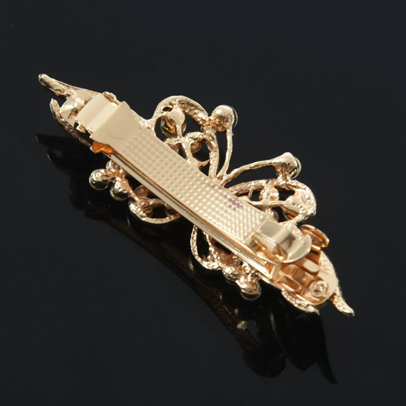 Женская заколка для волос с золотистыми металлическими черными бабочками Стразы
