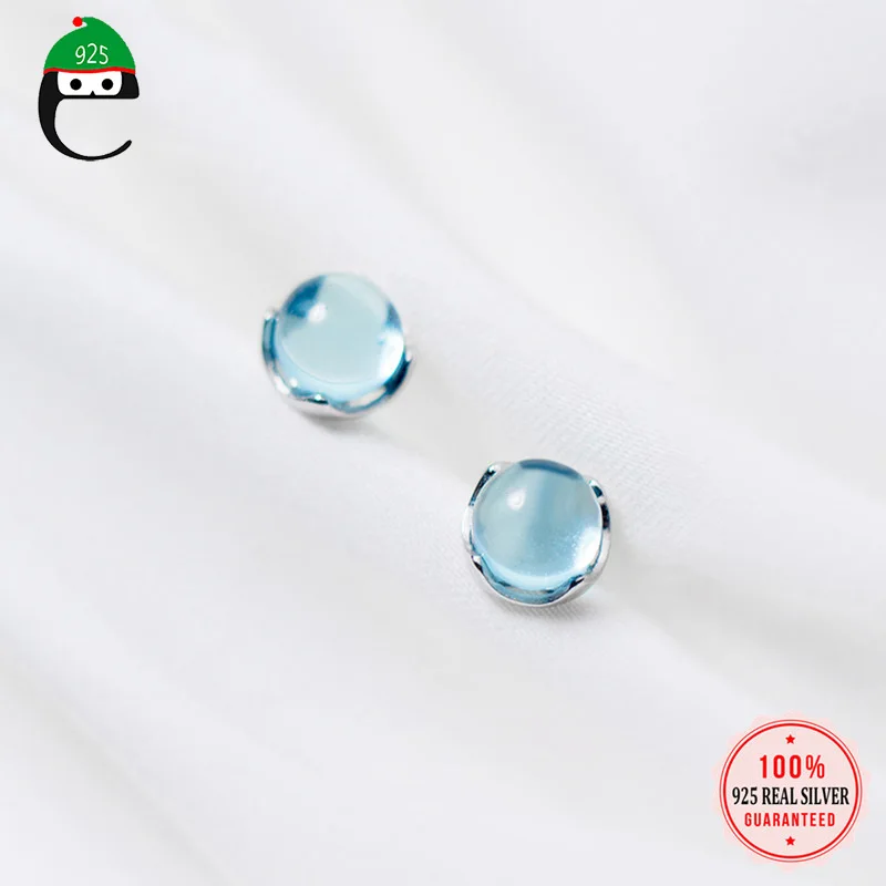 Женские серьги гвоздики из серебра 925 пробы с синим градиентом|Серьги-гвоздики| |