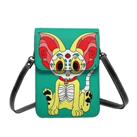 dia de los muertos chihuahua shoulder bag mexican skull vintage leather travel mobile phone bag student gifts bags