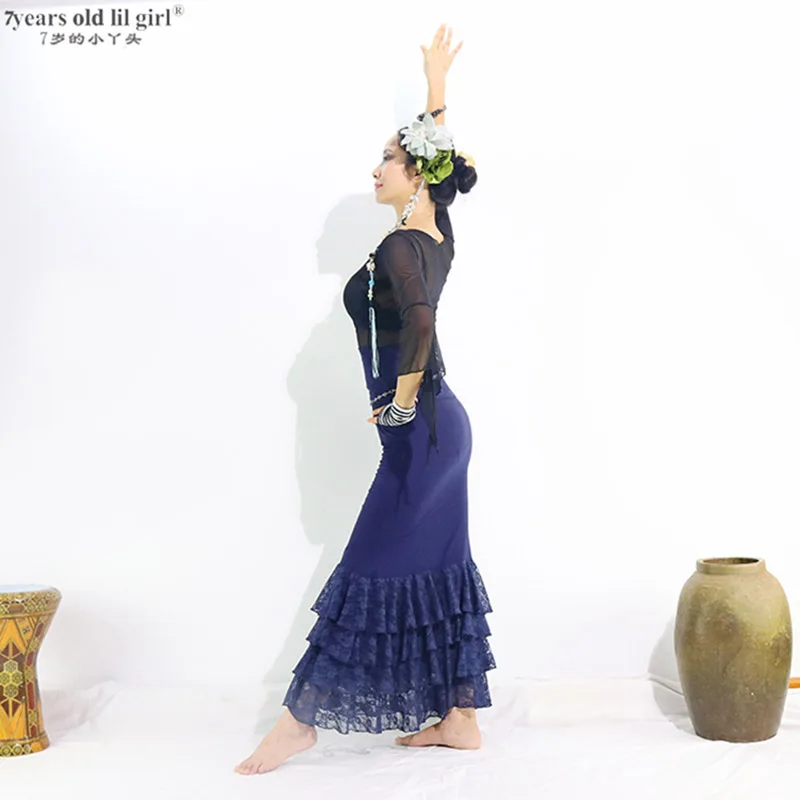 Платье для тренировок фламенко многослойная Одежда танцев в испанском стиле