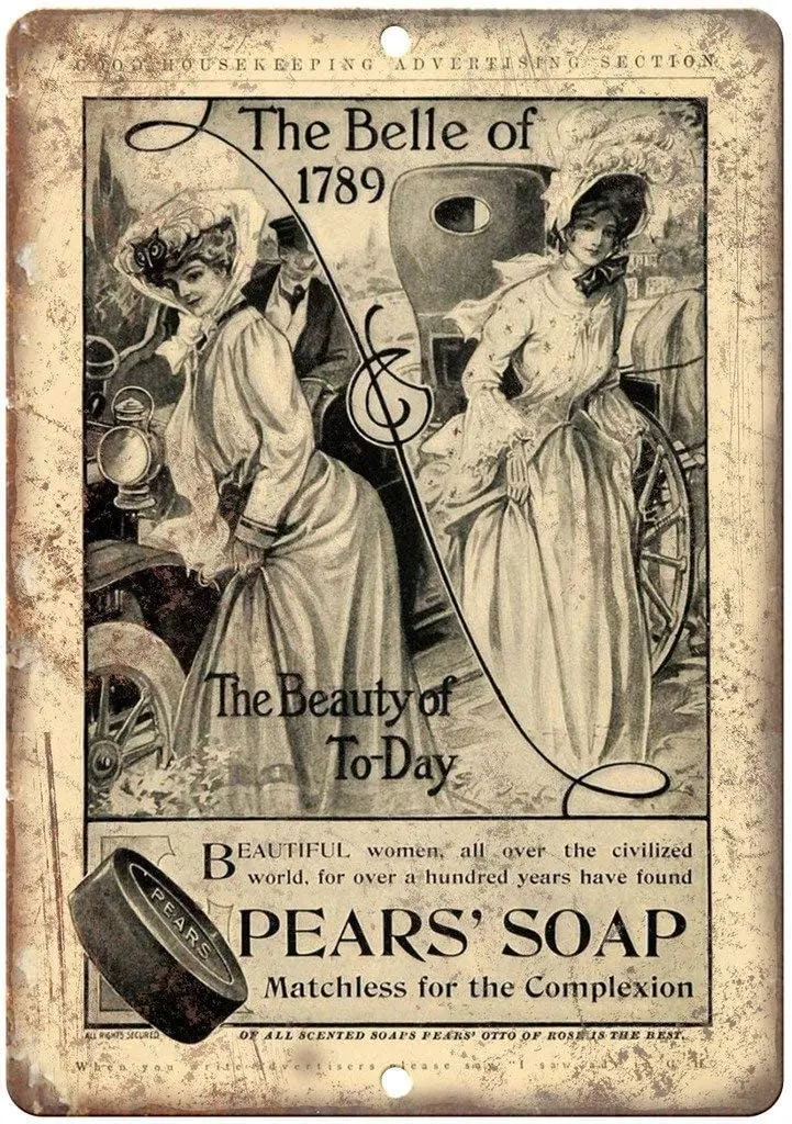 

Pears Beauty Bath Soap Tin Wall Sign Metal Plaque Poster Warning Sign Iron Painting Art Decor for Bar Cafe Garden Bedroom Hotel