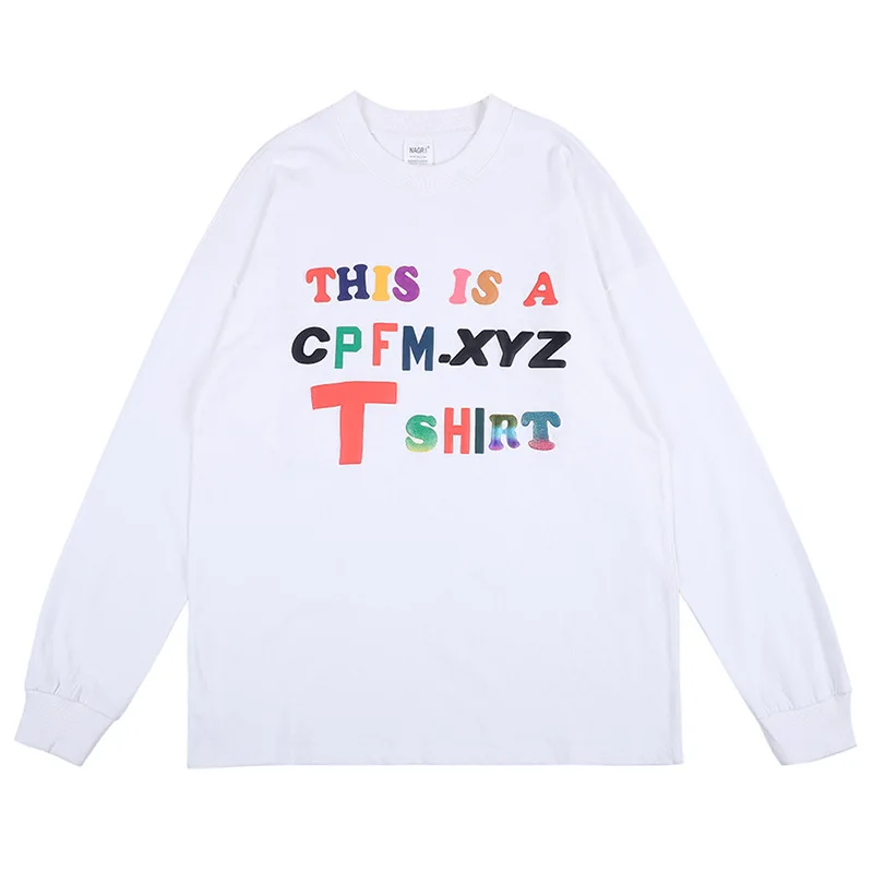 

this is a cpfm.xyz Women Men Printed Long Sleeve T shirts tees Hiphop Streetwear Men Casual Cotton T shirt