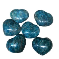 high quality hand carved semi precious stones crafts natural blue apatite heart shaped gemstone for sale