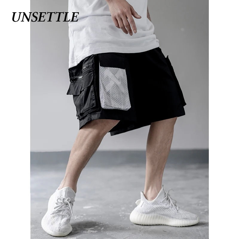 UNSETTLE 2020SS летние мужские хип хоп джоггеры шорты в уличном стиле сетчатые карманы