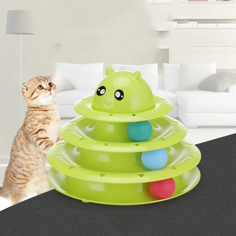

Cat Toy Tower Track Pet Toys Three Levels Funny Playing Kitten Training Amusement Ball Interactive Toys Puppy Products