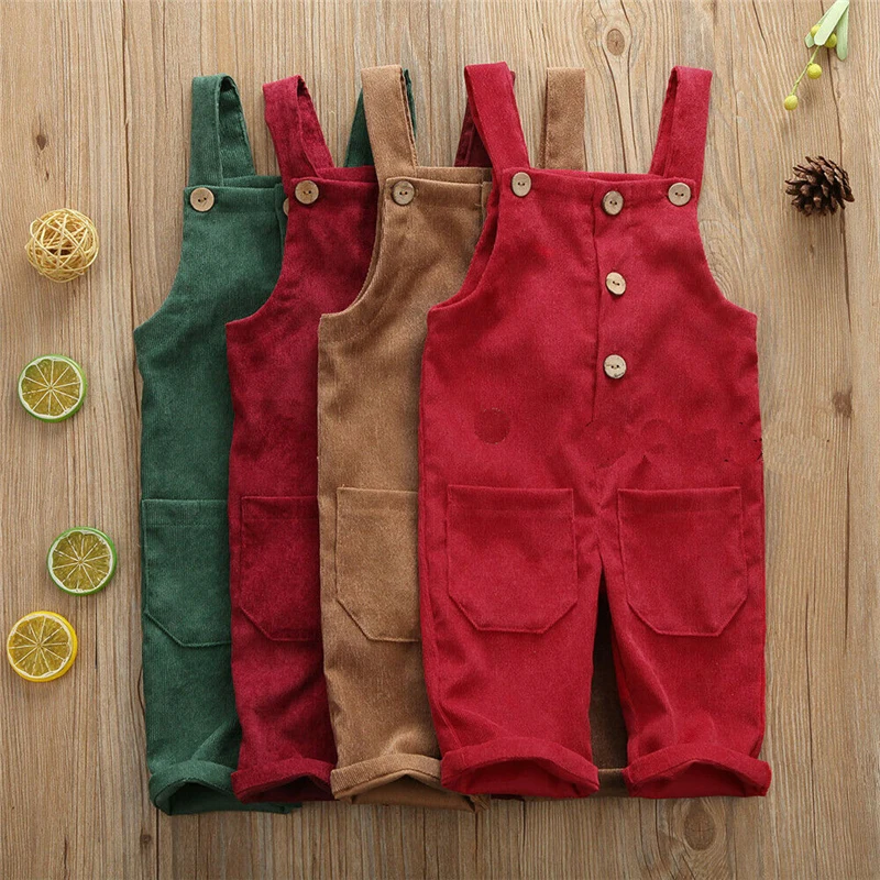 

Baby Clothing Jumpsuits Girls Overall New Children Kids Overalls Harem Pants Boys Girls Pocket Corduroy Overalls Jumpsuits