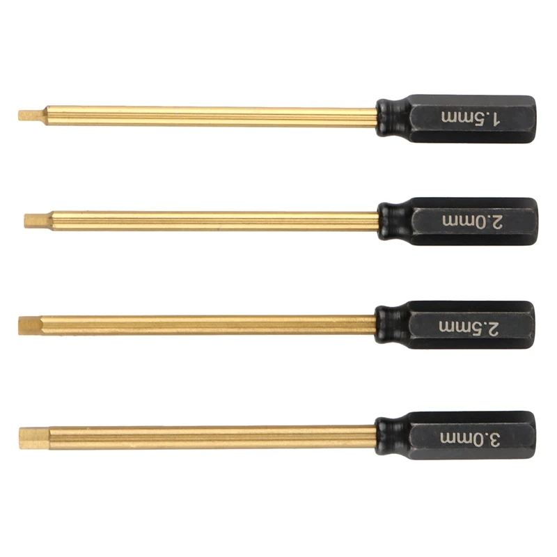 

4Pcs Metal Hexagonal Wrenches Screw Drivers Tools Kit for RC Helicopter Models 1.5mm 2.0mm 2.5mm 3.0mm