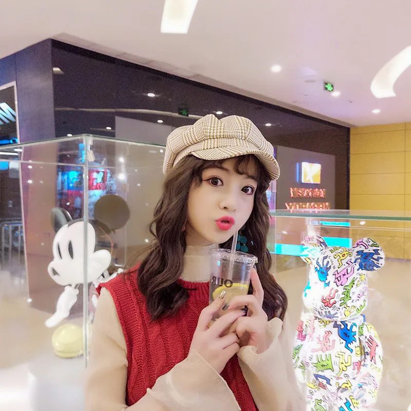 Женские Восьмиугольные шапочки новые полосатые шапки для дам осенне-зимний