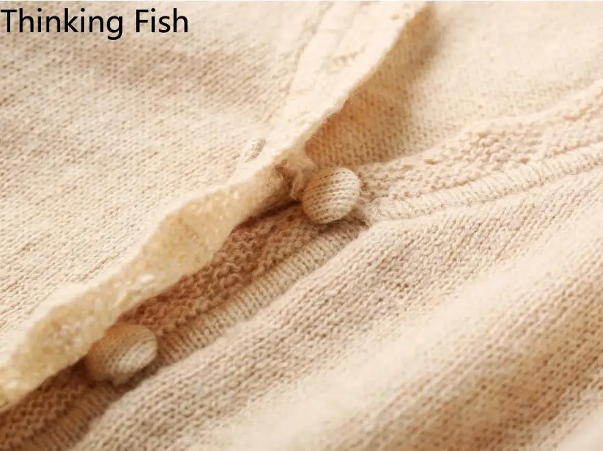 

France Arthur Cardigans Green Women Sweater Retro Wave Center Buttons Long sleeve Knitting Knitwear Tops Vintage Sweater 2020