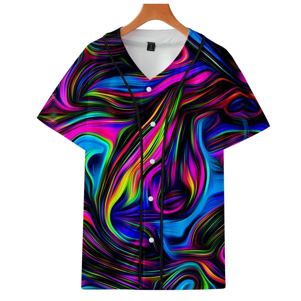 

2021 3D Tie Dye Flashbacks Baseball T Shirt Men Women Colorful Psychedelic tshirt T-shirt Fashion Harajuku T Shirts Couple Tees