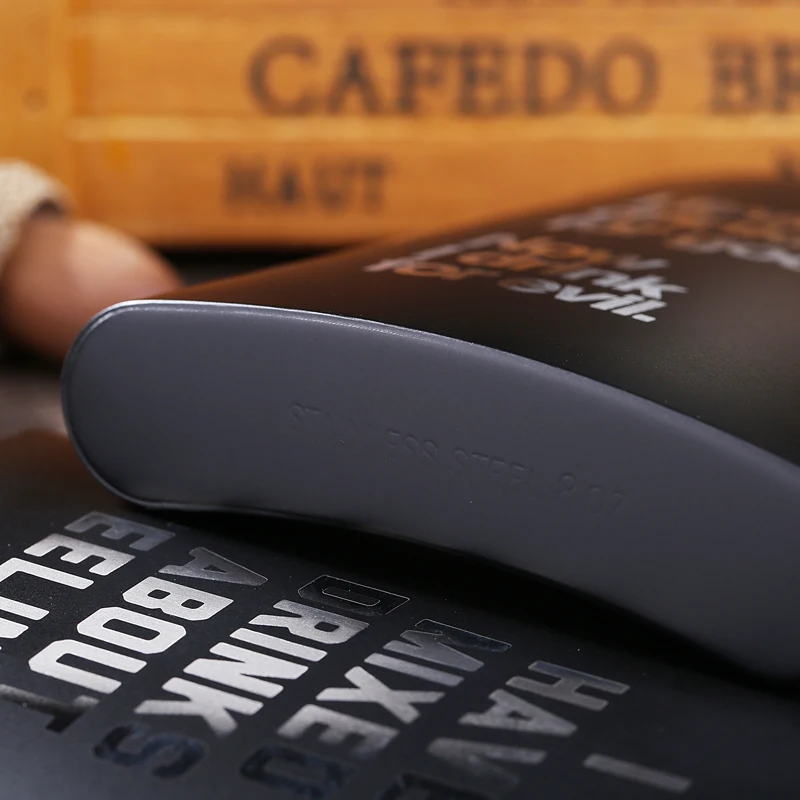 8 унций черный матовый металлический подарок фляжка из нержавеющей стали фляга