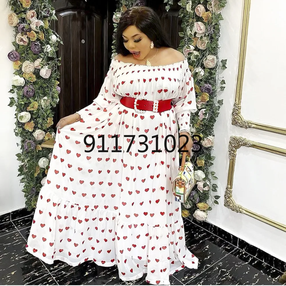 African Dresses for Women Summer Sexy Short Sleeve Printing Long Dress Boubou | Тематическая одежда и униформа