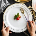 Золотой одноразовые Пластик в западном стиле с суповую тарелку, производство Китай ужин вечерние пластина стейк торт салат Технические характеристики пластинчатого солнечного 10 шт.