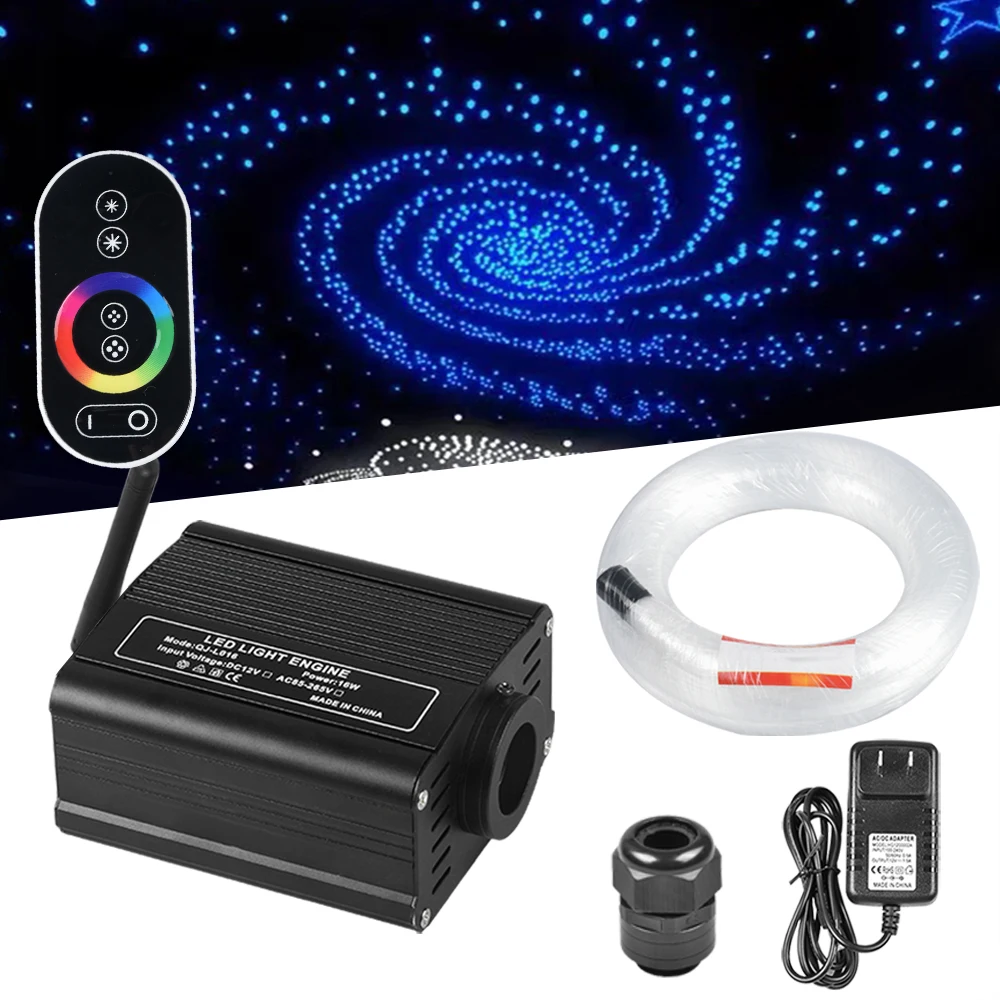 RF Touch Remote Control 16W RGB Optic Fiber Light Engine With Fiber Optical Cable For Car Lighting Bedroom Decoration