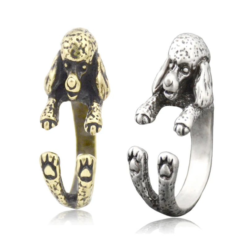Retro 3D Beagle&German Shepherd&Schnauzer Dog Ring Women Anel Punk Style Rings For Men Wrap Animal Rings Anniversary Bijoux Gift images - 6