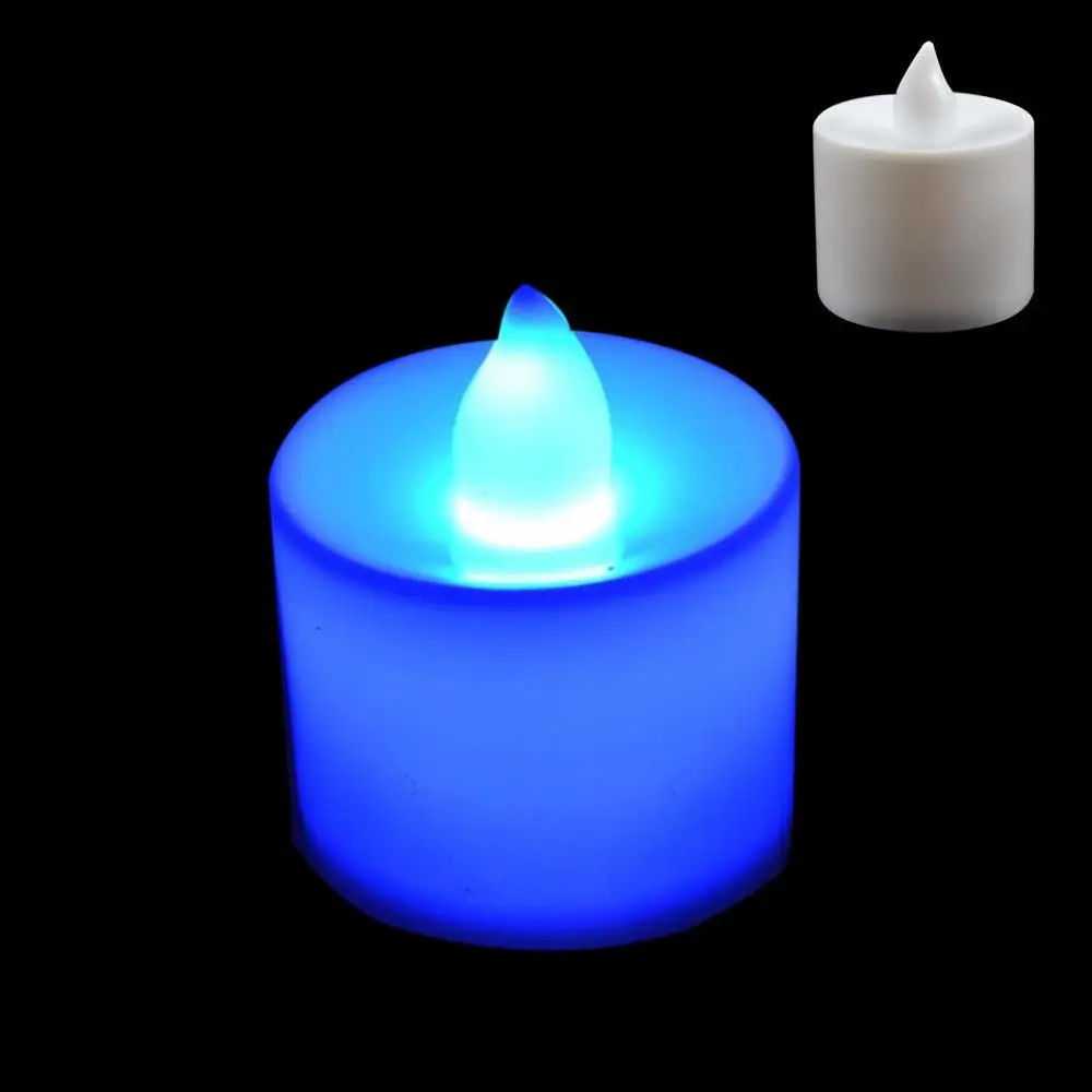 Синий 24pcs/lot LED Candle Light Romantic Flameless Candles Atmosphere Lamp For Home Wedding Birthday Holiday Christmas Decoration - Цвет: Синий