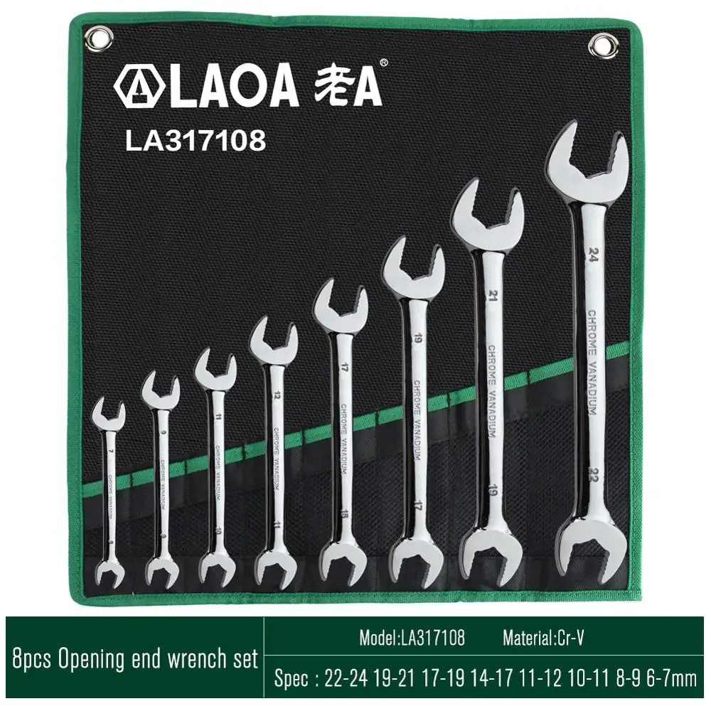 8pcs Open End LAOA Набор комбинированных гаечных ключей с сумкой с открытым концом, набор инструментов для ремонта авто - Цвет: 8pcs Open End