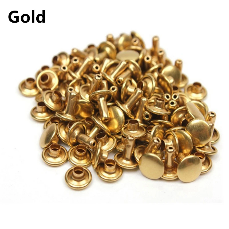 Gold Круглая двухсторонняя Кепка с заклепками для сумки, шляпы, обуви, одежды, джинсов, кожаный чокер украшения для самодельного изготовления аксессуаров - Цвет: Gold