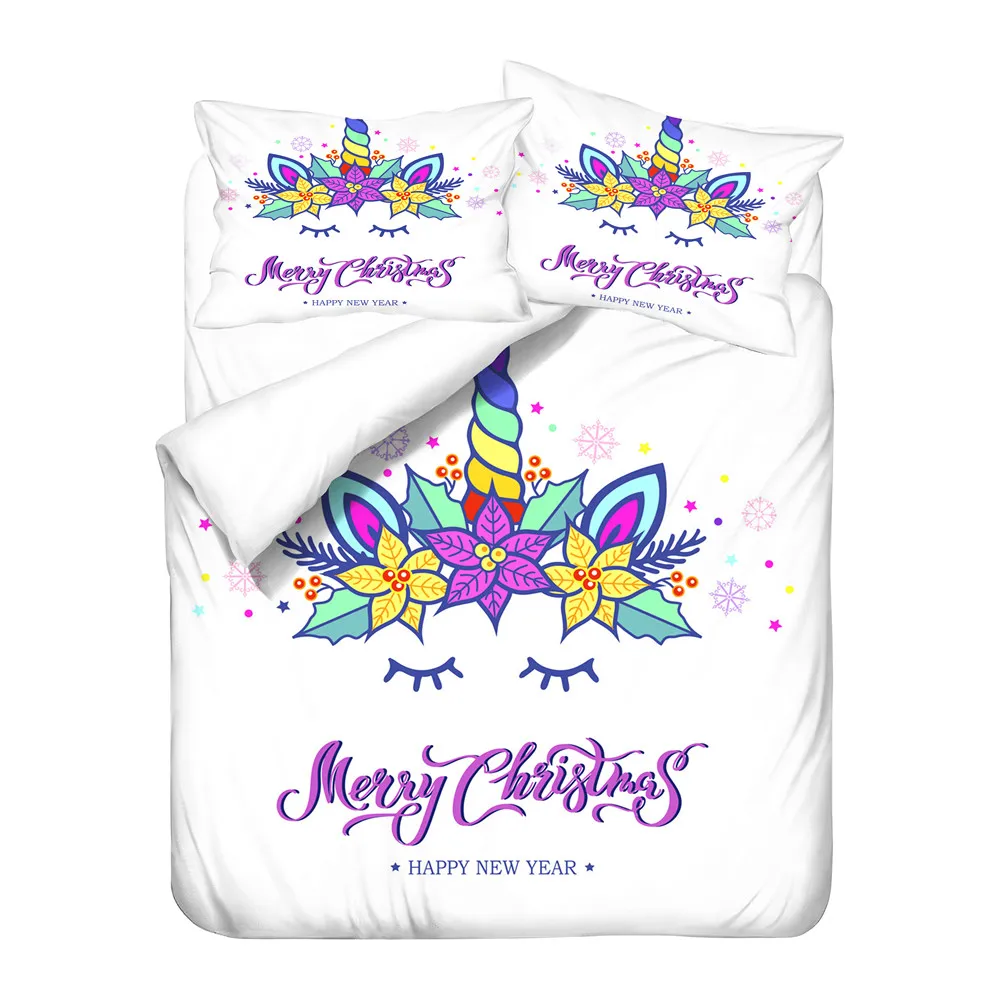 3d bedding sets unicorn pattern duvet cover bedroom clothes white color home textiles soft material king queen double size free global shipping