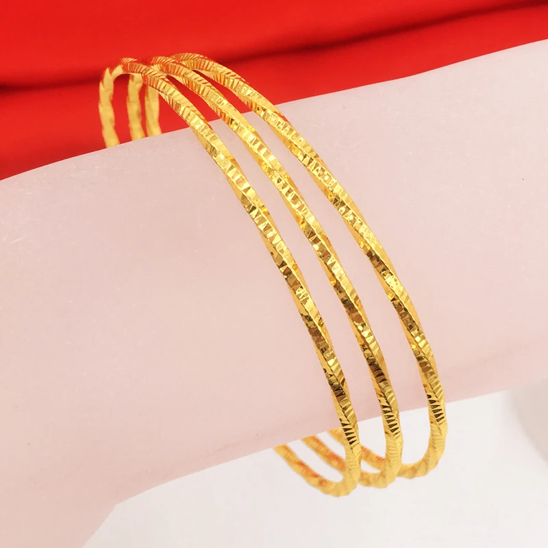 

3pcs/lot Thin Whorl Bangle 18K Yellow Gold Filled Womens Bracelet Gift